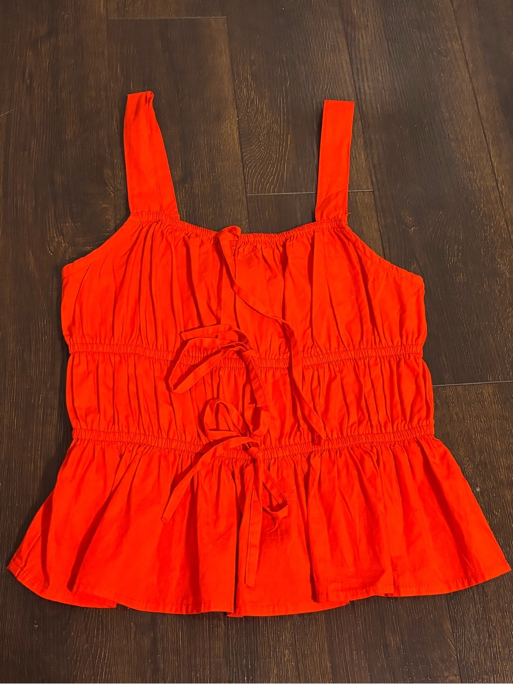 Sim & Sam Women’s Sleeveless Tie-Front Peplum Top - Red